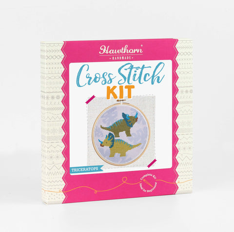 Triceratops Cross Stitch Kit by Hawthorn Handmade