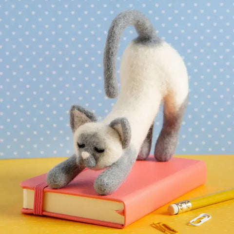 Stretching Cat Needle Felting Kit by Hawthorn Handmade