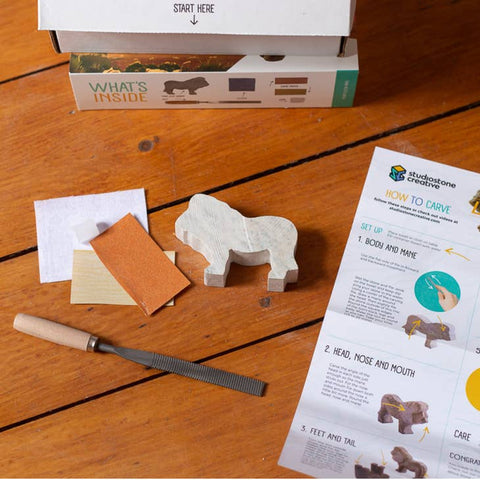 Lion Soapstone Carving and Whittling Kit by Studiostone Creative