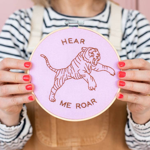 Hear Me Roar Embroidery Hoop Kit by Cotton Clara
