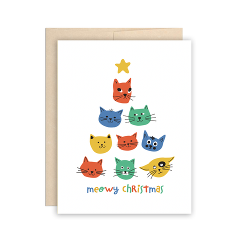 Cute Cat Tree Meowy Christmas Card Box Set of 8 by The Beautiful Project