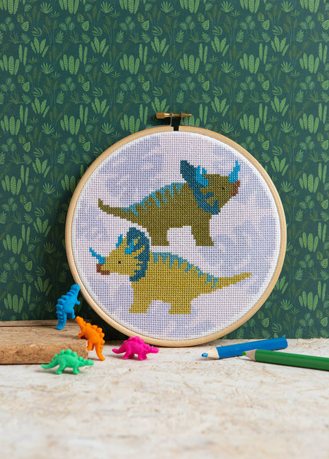 Triceratops Cross Stitch Kit by Hawthorn Handmade