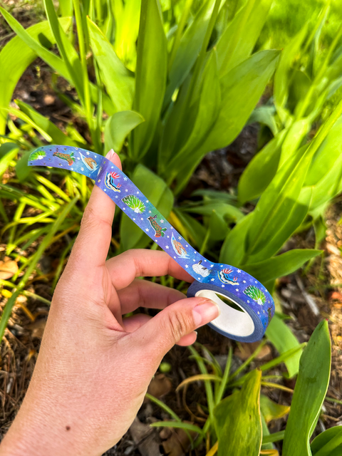 Celestial Sea Slug Washi Tape! (Silver Foil) by Owl & Bear Studio