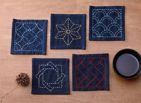 Sashiko Tsumugi Sampler Coasters - Patterns