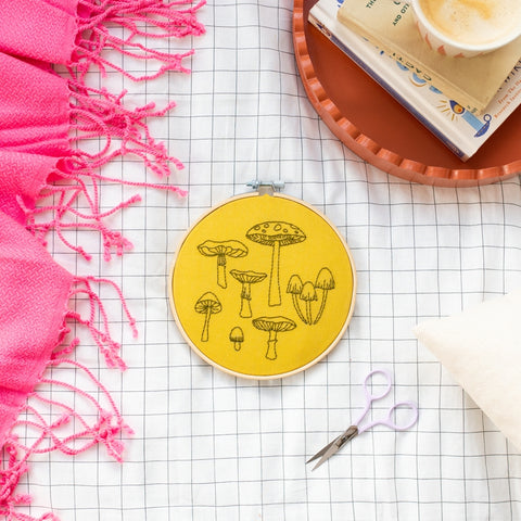Fungi Embroidery Hoop Kit by Cotton Clara