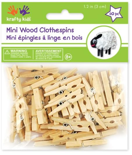 Mini Craftwood Clothespins by Krafty Kids