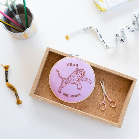 Hear Me Roar Embroidery Hoop Kit by Cotton Clara