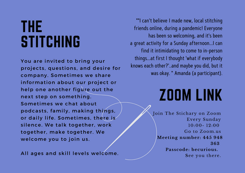 The Stitchery: Every Sunday. In Person & On Zoom