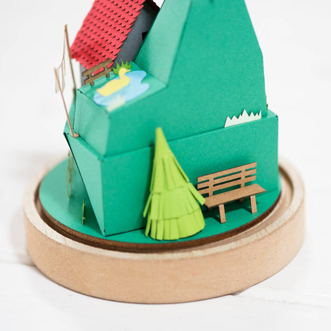 Paper craft kit sculpture - House on hill by My Papercut Forest