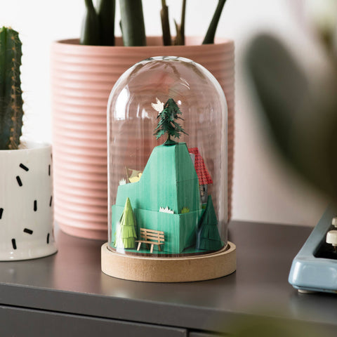 Paper craft kit sculpture - House on hill by My Papercut Forest