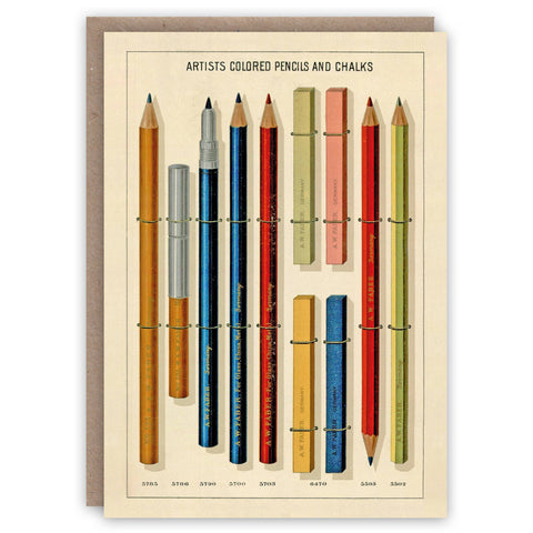 Artists Colored Pencils and Chalks Greeting Card by The Pattern Book