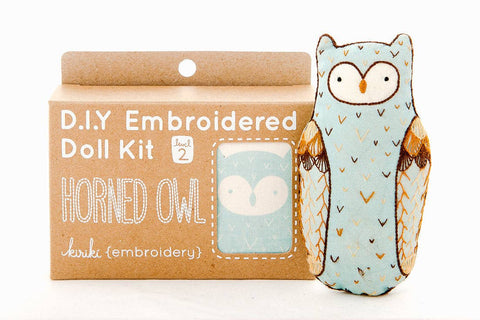 Horned Owl - Level 2 Embroidery Kit by Kiriki Press