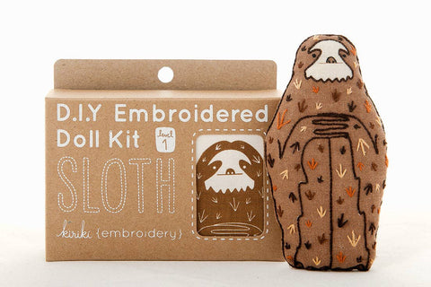 Sloth -Level 1 Embroidery Kit by Kiriki Press