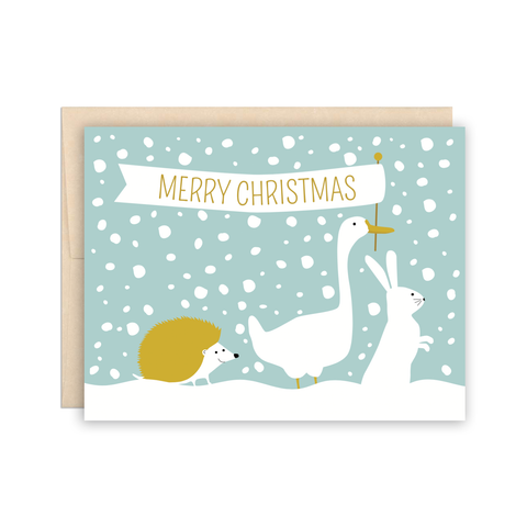 Animal Winter Snow Parade Holiday Christmas Card by The Beautiful Project