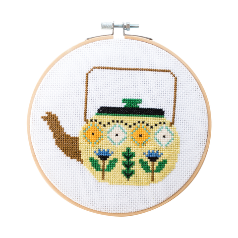Teapot Brie Harrison Cross Stitch Kit by Cotton Clara
