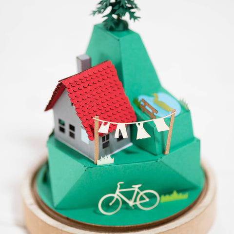 Paper craft kit sculpture - House on hill by My Papercut Forest