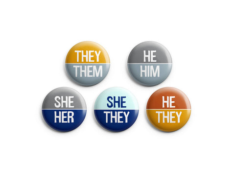 Pronoun Pin - 2 Tone -  Pinback Button/ Badge by Prickly Cactus