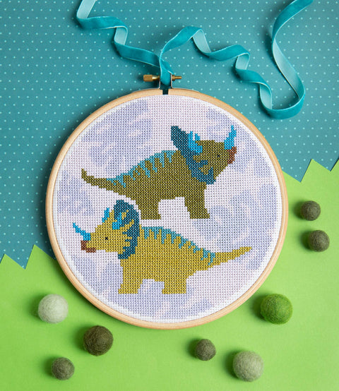 Triceratops Cross Stitch Kit by Hawthorn Handmade