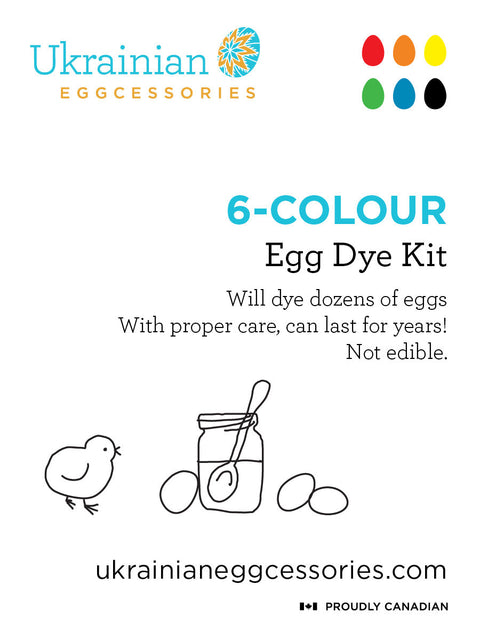 6 Colour Egg Dye Kit - Pysanky Egg Supplies
