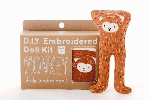 Monkey -Level 1 Embroidery Kit by Kiriki Press
