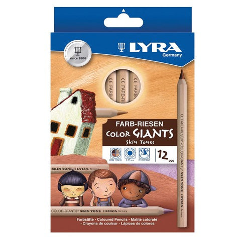 Lyra Skin Tones Colour Giants Coloured Pencils  - 12 Assorted Colours