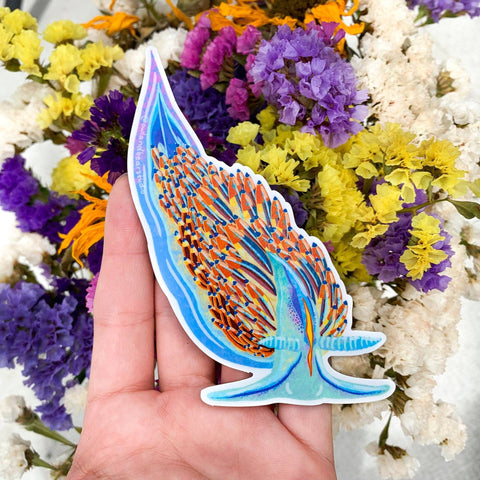 Opalescent Nudibranch Sticker (Vinyl) by Owl & Bear Studio