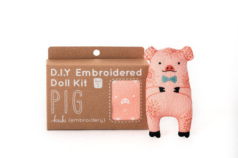Pig - Level 1 Embroidery Kit by Kiriki Press