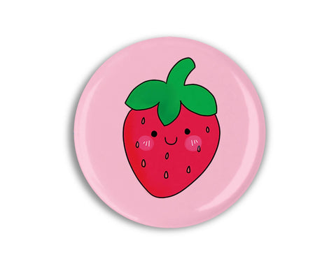 Strawberry 1.25 inch pinback button/badge by Prickly Cactus Collage