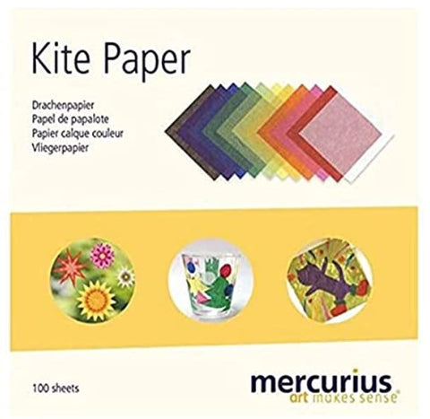 Kite Paper - 12 colours - small 16 x 16 cm - 100 sheets - waxed paper for window stars, lanterns,and other delights.