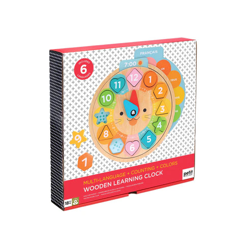 Multi-Language + Counting + Colours Wooden Learning Clock