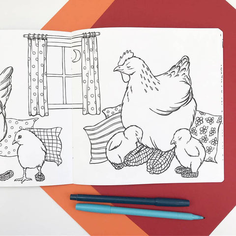 The Fashionable Hens and their Favourite Shoes - Colouring Book by Amélie Legault