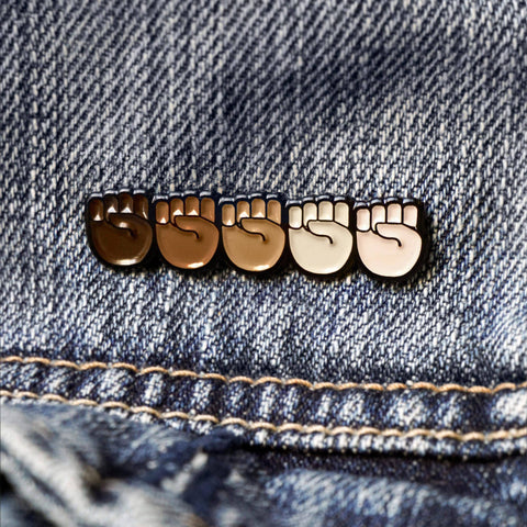 On Point Pins - Black Lives Matter Together We Stand Raised Fists Emoji Pin