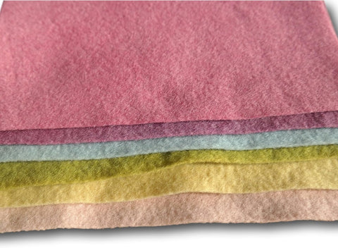 Bioland Wool Felt 100% Eco Pure New Wool - 6 Sheets - Pastel Colours