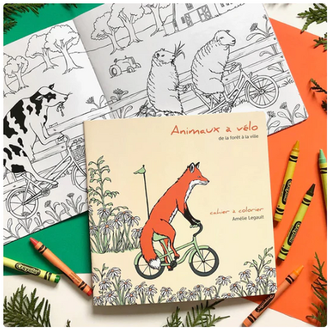 Animals on Bikes: the Forest to the Town - Colouring Book by Amélie Legault