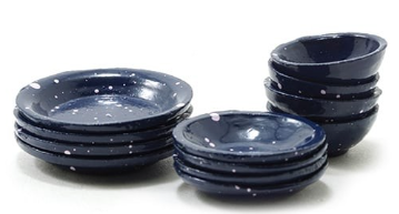 Mini Dishes (Blue Enamelware) by Miniature Classics