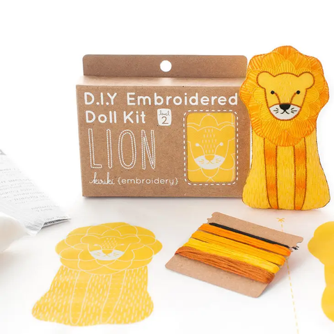 Lion - Level 2 Embroidery Kit by Kiriki Press
