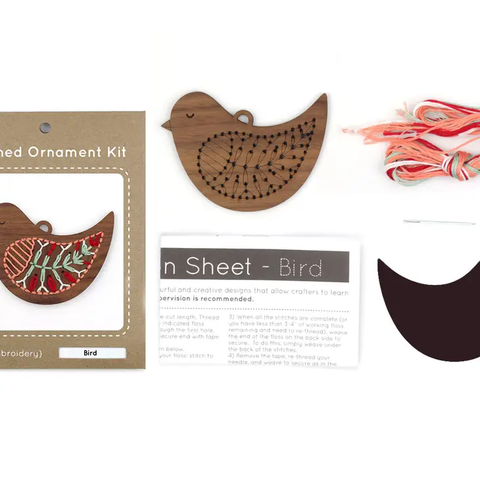 Bird - DIY Stitched Ornament Kit by Kiriki Press