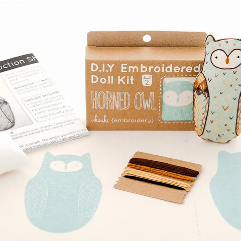 Horned Owl - Level 2  Embroidery Kit by Kiriki Press