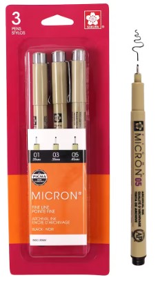 Pigma Micron Pen Set - Black - 3pc