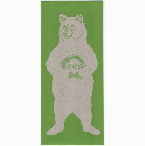 Peace bear hug gift card • by Blackbird Letterpress