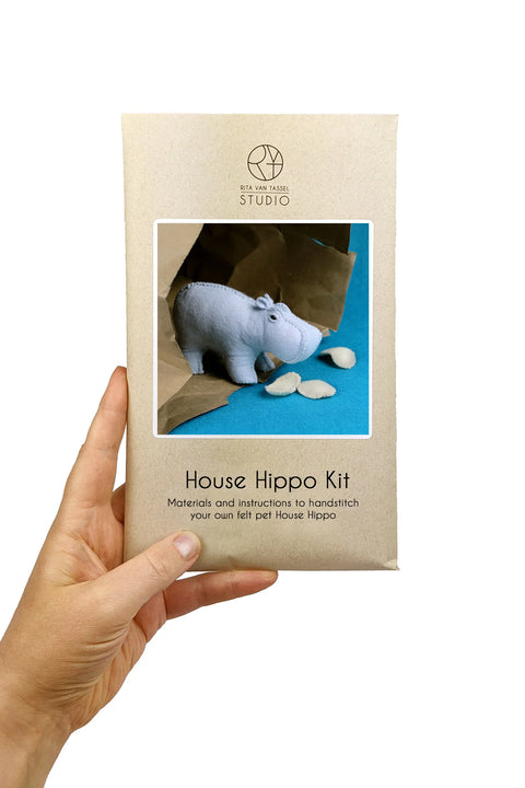 House Hippo with Peanuts  Hand Stitching Felt Kit  by  Rita Van Tassel Studio