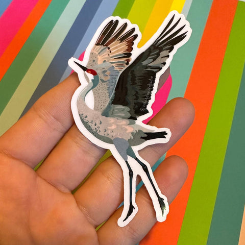 Sandhill Crane Sticker (Vinyl) by Owl & Bear Studio