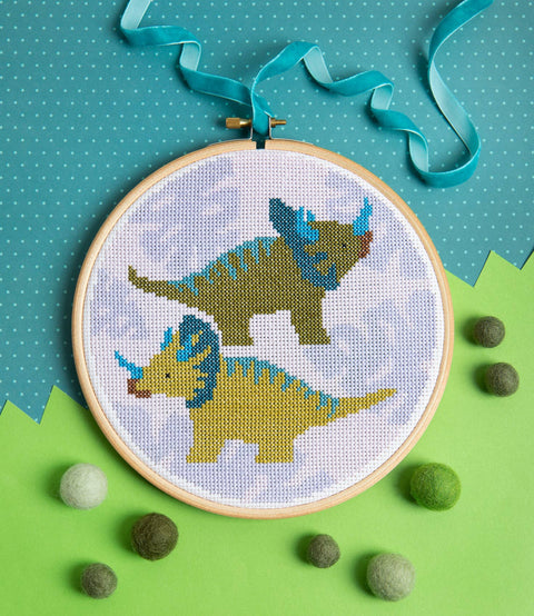 Triceratops Cross Stitch Kit  by Hawthorn Handmade