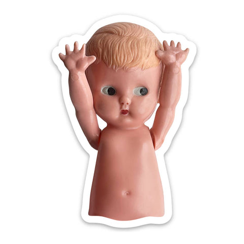 Hands Up Doll Vinyl Sticker by The Mincing Mockingbird