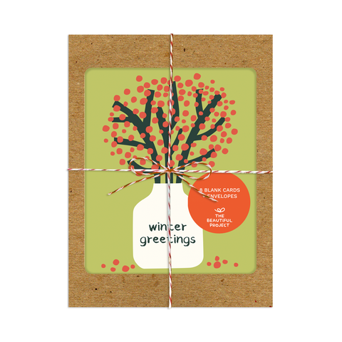 Winter Branches & Berries Christmas Card Box Set of 8 by The Beautiful Project