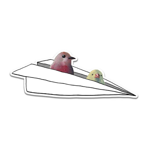 Paper Airplane Birds Vinyl Sticker by The Mincing Mockingbird