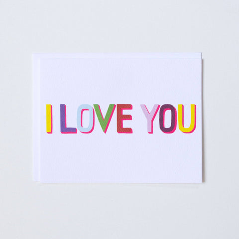 Multi-coloured with Neon I Love You Card by Banquet Workshop