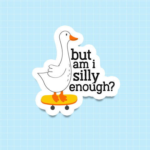 Insecure Goose: but Am I Silly Enough? sticker/decal  by Prickly Cactus Collage