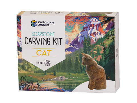 Cat Soapstone Carving and Whittling Kit  by Studiostone Creative