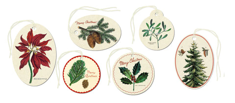 Christmas Botanica Glitter Gift Tags in Tin by Cavallini